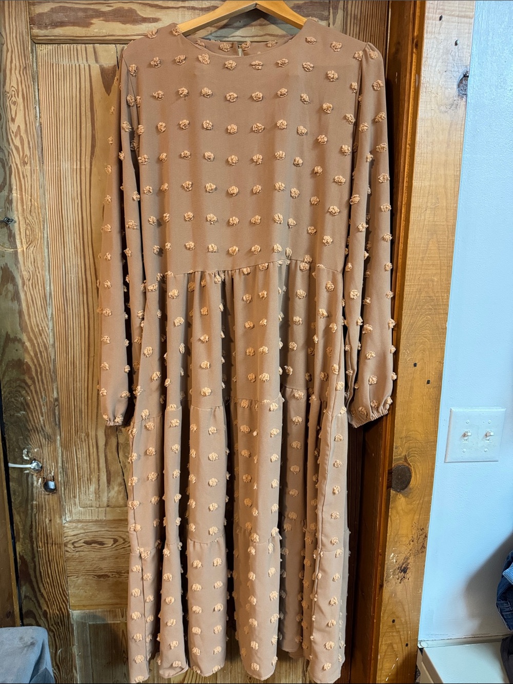Textured Tiered Maxi Dress in Taupe